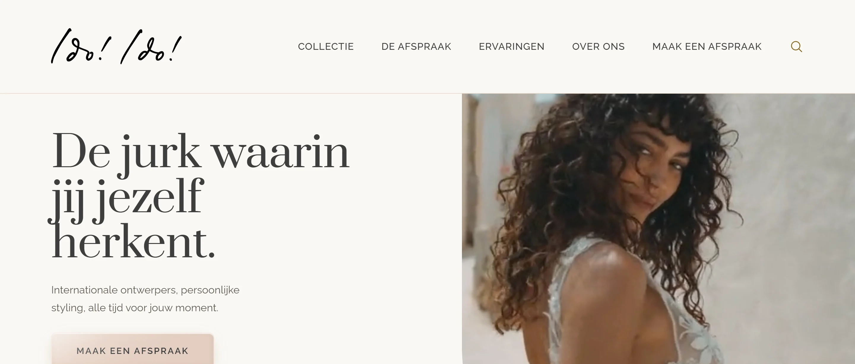 Website design concept for a bridal boutique