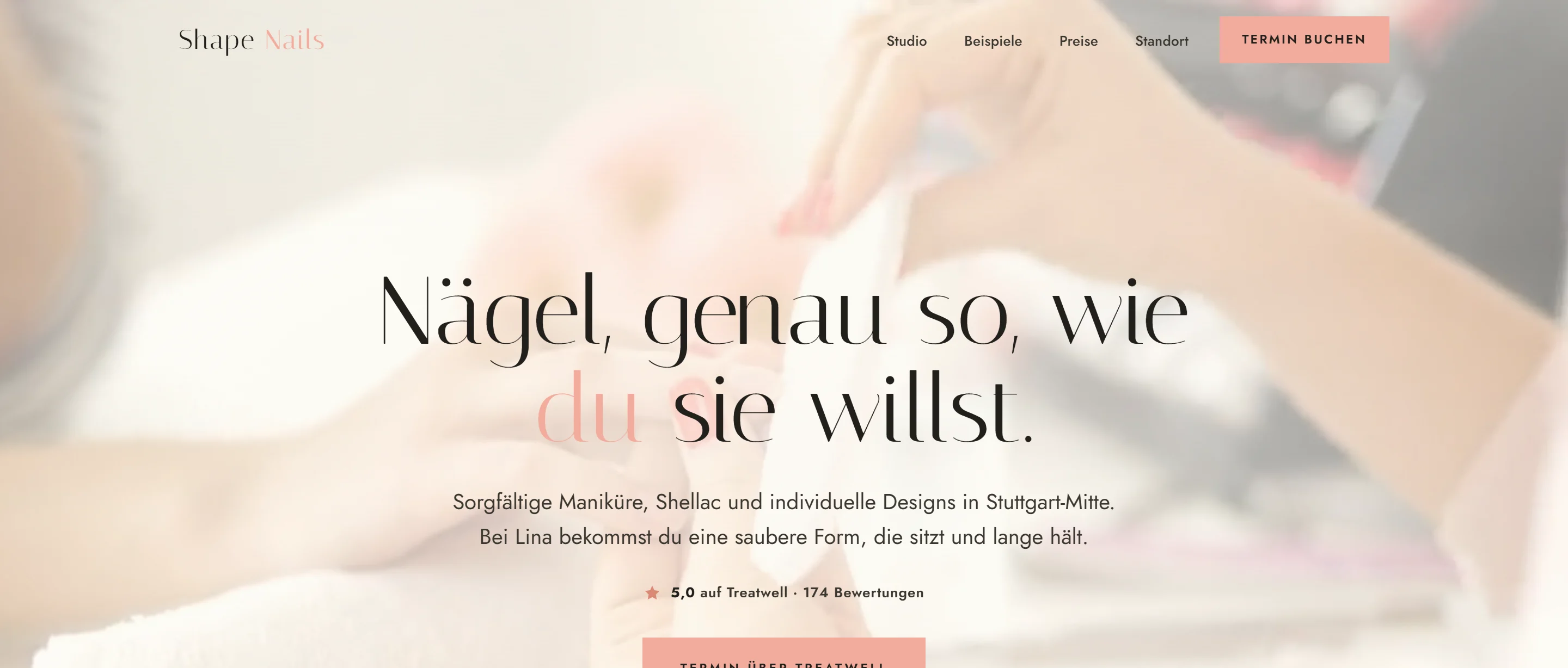 Website design concept for a nail studio