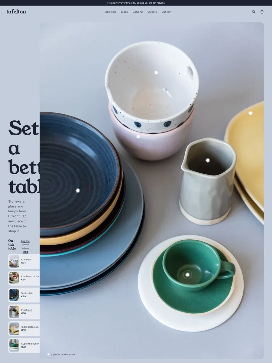 Example: concept for an online shop for tableware and lighting