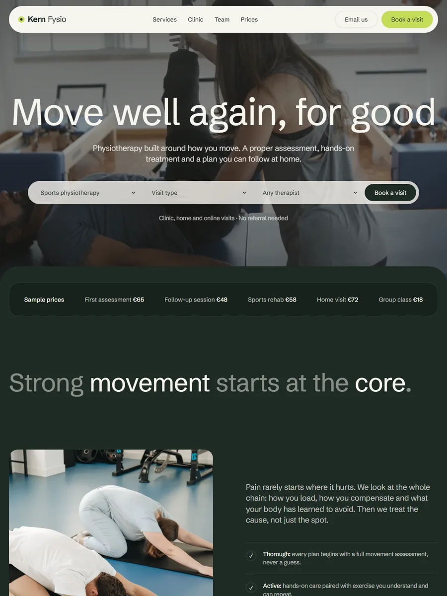 Kern Fysio: zelfstandig concept voor een fysiotherapiepraktijk