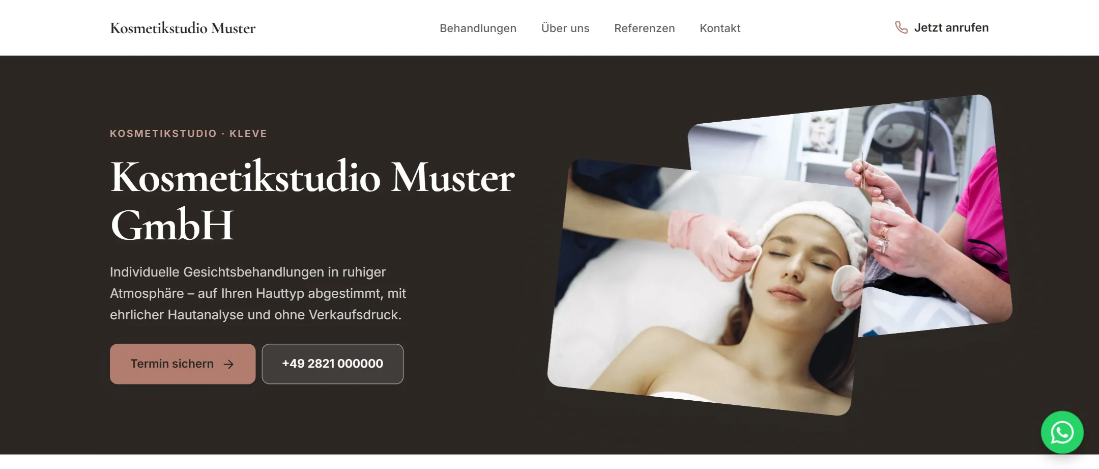 Website design concept for a beauty salon