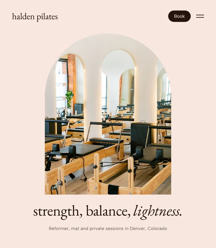 Conceptwebsite voor een verzonnen pilatesstudio