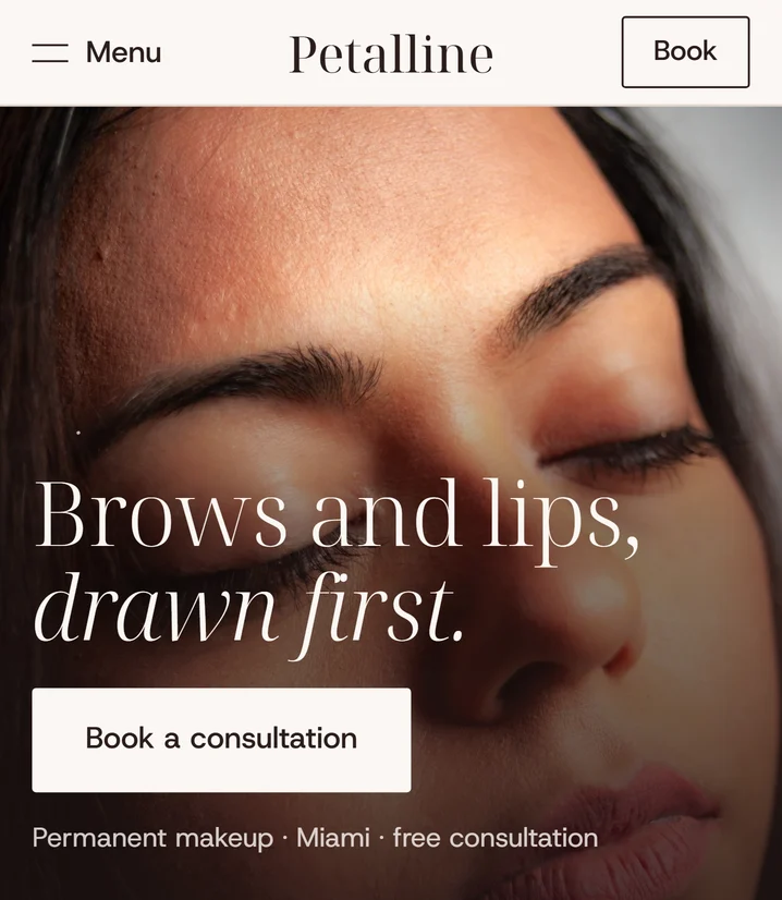 Konzept-Website für ein erfundenes Permanent-Make-up-Studio