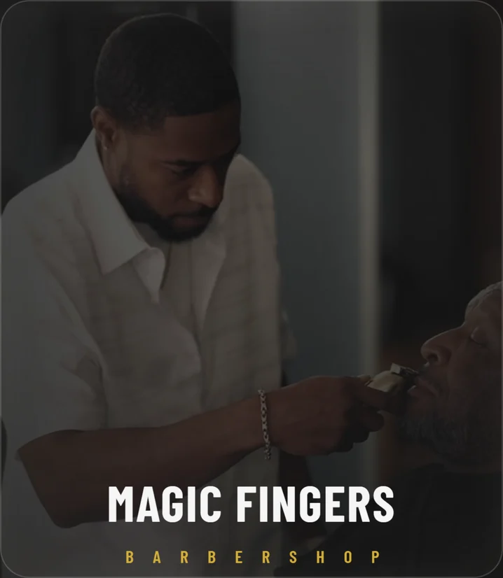 MagicFingers Barbershop website on desktop and smartphone