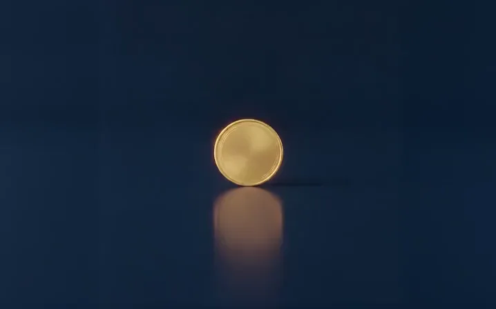 Example: 3D animation, a gold coin turns into towers