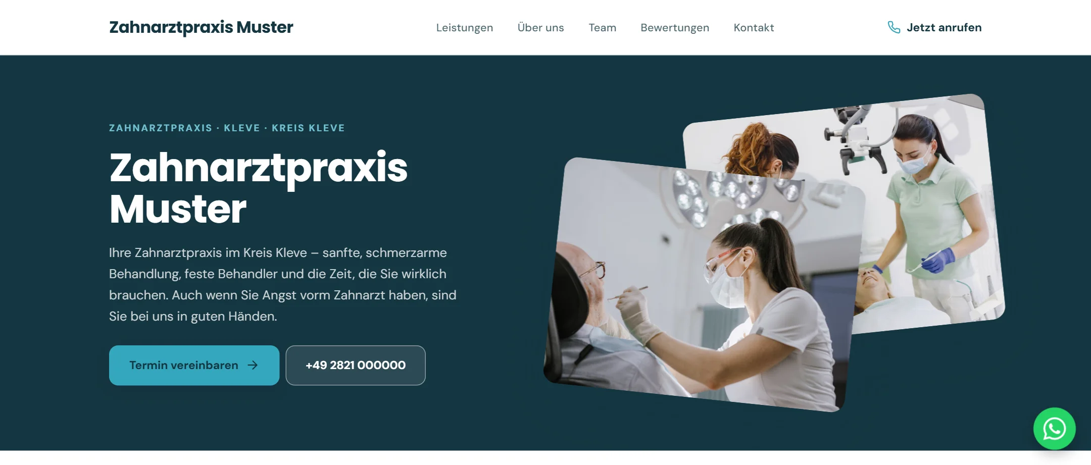 Website design concept for a dental practice