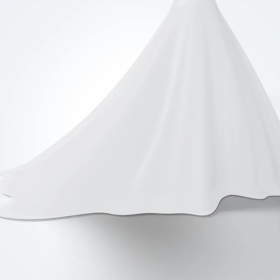 The chapel train in tulle over satin, seen from behind
